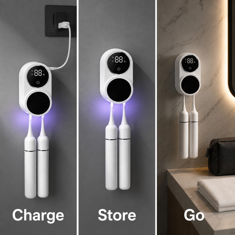 Toothbrush Sterilizer Case for Travel - Mini Portable Rechargeable Toothbrush