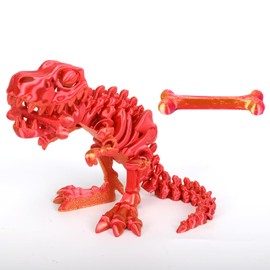 Varuotu 3D Printed Dinosaur Bones 3D Printed Animals Dino Full Articulated T-Rex Toys Home Office Decor Executive Desk Toys Gifts,Adults Fidget Toys for Autism/ADHD (Red.B)