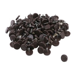Antrader 100-Pack Nylon Slider Glides Nail-on Furniture Table Chair Sofa Feet Leg 20 mm/ 3/4" Diameter Skid Tile Floor Protector Pad Brown
