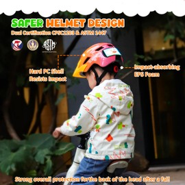 Smart Kids Bike Helmet with LED Display & Remote Control, 63 Patterns, Size Adjustable, Detachable Visor, 11 Air Vents, for Skateboard, Scooter, Birthday Gift for Girls, Boys Age 5-14