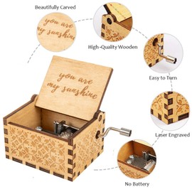 Levanco You are My Sunshine Music Boxes, Laser Engraved Wood Music Box for Birthday Gifts, Valentine's Day Gifts