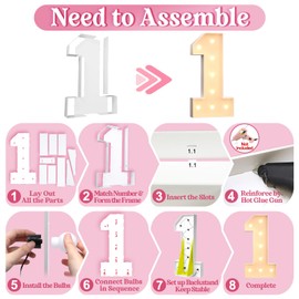 Gigantic Luminous Numbers Decoration Birthday, Wedding Anniversary, 1st Birthday Party, Luminous Numbers LED, Wedding Decoration, Birthday Engagement Decoration, Party Accessories, Number 1