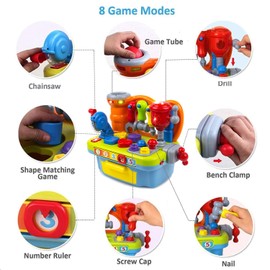 Yiosion Musical Workbench Toy for One Year Old Toddler Boys, Baby Pretend Play Tool Set, Infant Shape Sorter Activities, Kids Pounding Game, 1st Birthday Gifts for 12 18 24 Months Girls Age 1 2 3