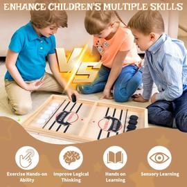 dcas Board Game Hockey, Wooden Hockey Board Game, Table Hockey Wood, 2-in-1 Board Game Hockey, Fast Sling Puck Game, Slingshot Hockey Game, Parent-Child Board Game Hockey (13.78 x 8.66 Inches)