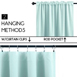 KOUFALL Mint Green Curtains for Kitchen Window,Light Blocking Blackout Bathroom Valances for Windows,24 Inch Length,Aqua