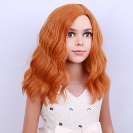PATTNIUM Kids Child Orange Wig Short Curly Orange Wig Ginger Wig for Kids Dark Orange Wig Synthetic Hair Girls Wig (Dark Orange)