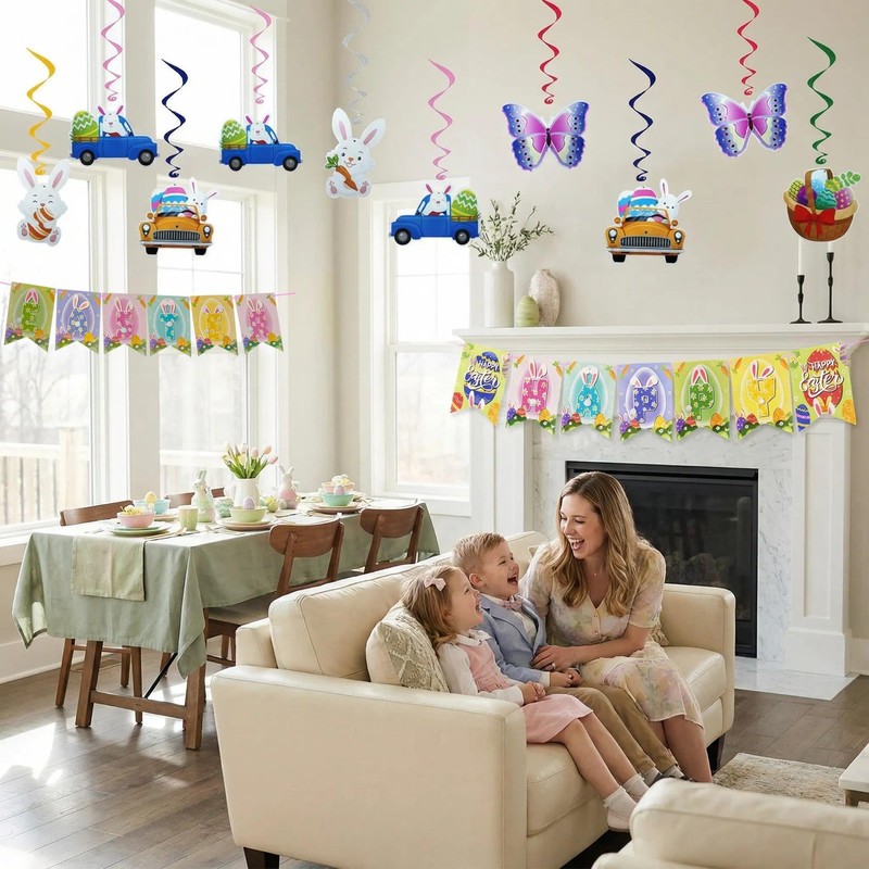 27 PCS Easter Decorations- Happy Easter Banner Egg Garland -