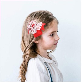 Valentine’s Day Hair Clips Hair Bow for Girls Hair Accessories TSFJ10 (4'' Pink Heart Set)