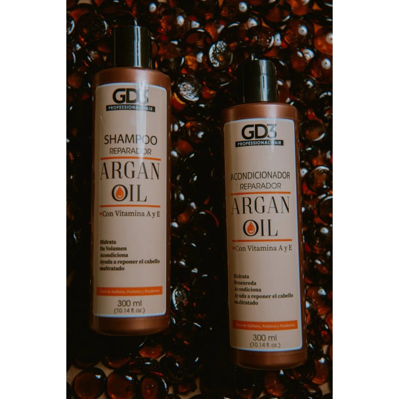 Kit Shampoo Y Acondicionador Argan Gd3 Sin Sulfatos 300 Ml