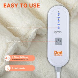 TiMiCalda Heated Blanket Electric Twin- 62"x84" Soft Thick Faux Fur Electric Blanket for Sofa with 5 Heat Levels & 4 Hours Auto-Off Overheat Protection, Warm Cozy Gifts, Cream