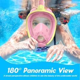Greatever Snorkeling Gear for Kids，Ideal Gifts of Kids Snorkel Mask，Full Face Snorkel Mask Kids with Camera Mount，Safe Breathing for Enchanting Travel
