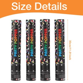 Mineup Confetti Cannons Biodegradable, 2024 New 4PCS Coloured Party Poppers, 30CM Large Confetti Cannons, Wedding Confetti Cannons, Party Poppers Confetti Cannon for Celebrations, Birthdays, Christmas