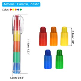 PATIKIL Stacking Crayons, 4 Pack 5 Colors Stackable Buildable Round Drawing Crayons for Home Office Party Art Craft Supplies Drawing Learning