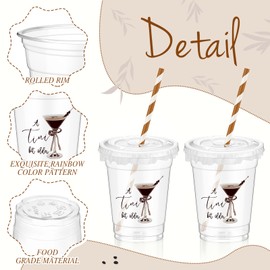 Domensi 50 Pcs Martini Birthday Party Plastic Cup 12 oz a Tini Bit Older Espresso Martini Thick Clear Cup Cocktail Coffee Mugs for Bar Birthday Table Decorations Party Favor Gift