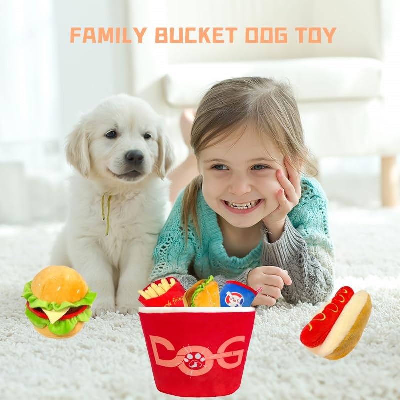 okegztoa Fast Food Dog Toys - Squeaky, Interactive & Chew
