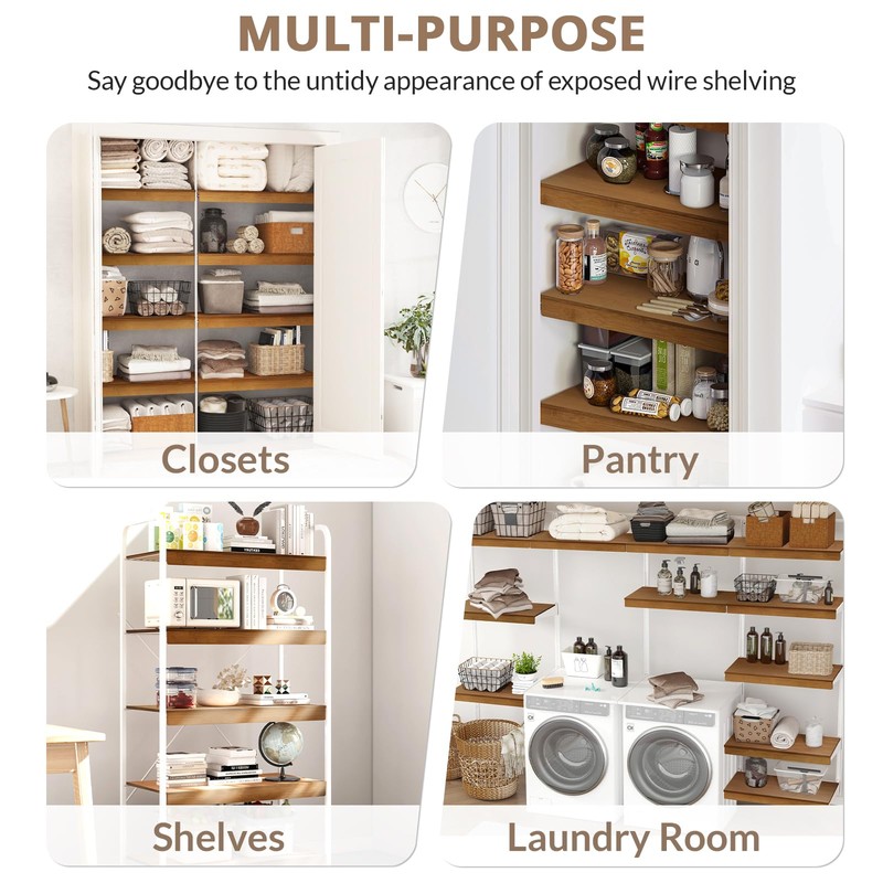 Gashell Wire Shelf Covers, Bamboo Wire Rack Covers for Pantry,