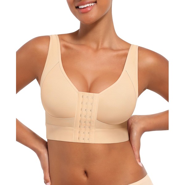 FeelinGirl Post Surgery Compression Bra Front Closure Bras for Women