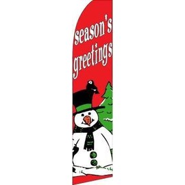 (4) four SEASON GREETINGS red/wh CHRISTMAS 11.5' SWOOPER #4 FEATHER FLAGS