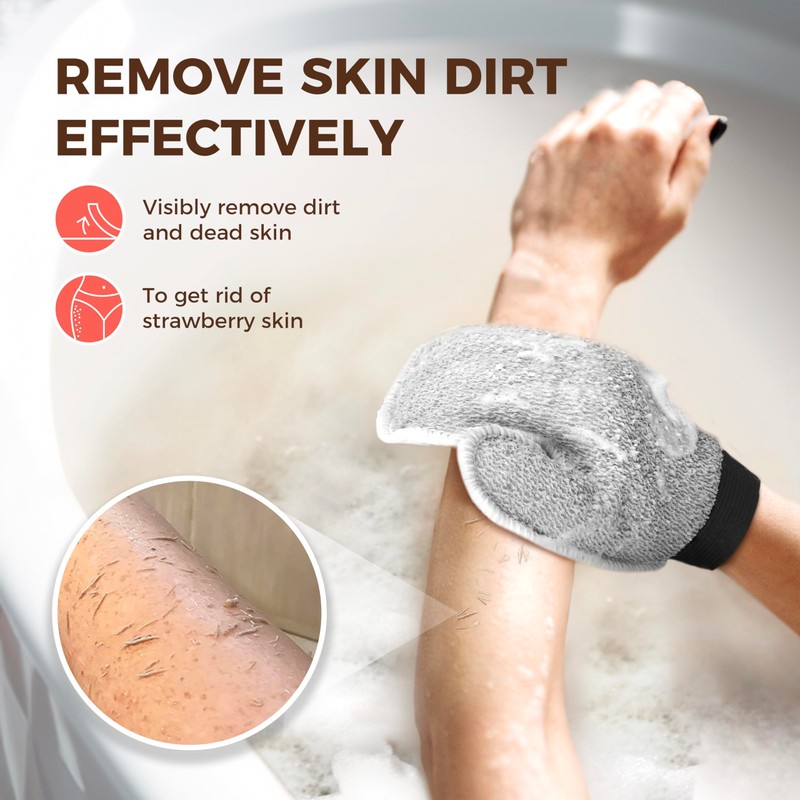 ZOMCHI 2 Pack Deep Exfoliating Glove with Dual Texture, Massage