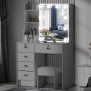 Yamissi Makeup Vanity Set Dressing Table Desk with Stool LED