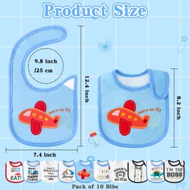 BWkoss 10Pcs Waterproof Baby Bibs Unisex Newborn Babies Food Bibs Baby Keepsake Birthday Gift for Drooling Feeding Eating Teething, 6-12 Months