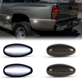 AreLokpri Dually Fender Side Marker Lights Compatible with 2001-2014 Chevy Silverado GMC Sierra 2500HD 3500HD, Dual Rear Side Fender Lamp, LED Trunk Bed Marker Lights Set, White Smoked lens 4PCS