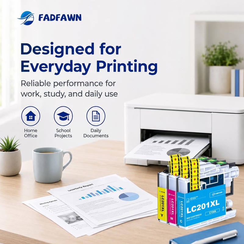 LC201XL LC2013PKS C/M/Y Ink Cartridges 3-Pack Replacement for Brother Printer