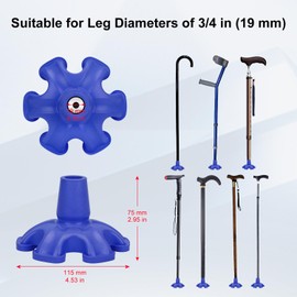 supregear Cane Tip, 3/4 Inch Self Standing Heavy Duty Rubber Replacement for Walking Cane Stable Six Point Non-Slip Cane Tip for Folding Cane Walking Stick Cane Accessory Cane Foot Pad, Blue
