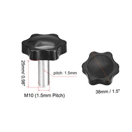 sourcing map Set of 4 Clamping Screws Star Head Star Handle Knob 38 mm Plum Hexagonal Shape Handle Knob M10 × 25 mm Thread