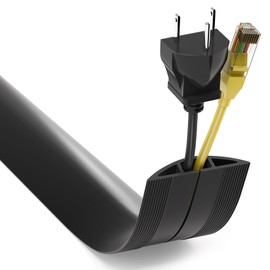 ZhiYo Floor Cord Cover 4ft, Cord Hider Floor Hide Extension Cords, Floor Cable Management Prevent Cable Trips, Floor Cable Cover Wire Covers for Cords, Cable Protector Cord Cavity W0.6in x H0.32in Black