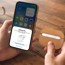 MAOGOAM for AirPods Pro 2nd Generation Leather Case Cover with Button, Genuine Oil Wax Crazy Horse Cowhide Leather Case for Airpods Pro 2, Indiana-Jones Style, The Front LED Visible, Brown