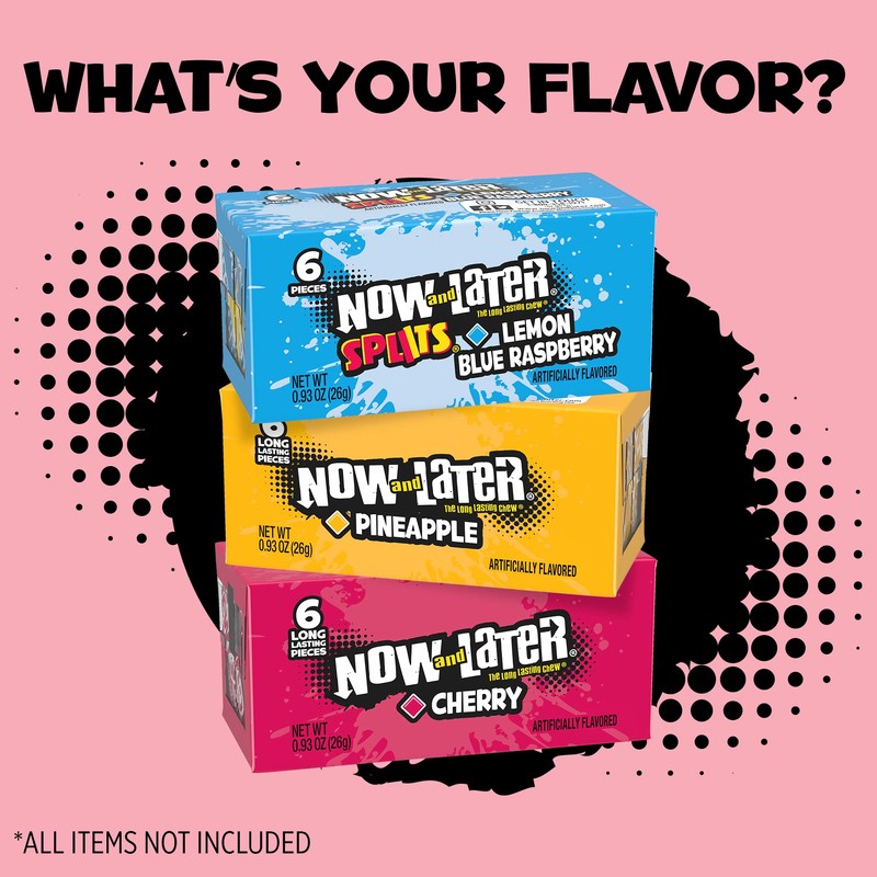 Now & Later Candy, Cherry Flavor, 0.93 Ounce Bars (Pack