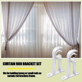 4 Pack Curtain Pole Brackets, Adjustable Curtain Rod Brackets, for 28 to 35mm Drapery Rods Metal Curtain Rod Brackets Set, for Curtain Wardrobe Poles Wall Rod, White