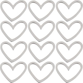 SUNNYCLUE 1 Box 40Pcs Open Back Bezel Charms Stainless Steel Heart Linking Rings Valentine's Day Love Charms Heart Shaped Bezels Frame Blanks Hearts Links Charm Connectors for Jewellery Making Charms