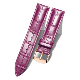 BINLUN Genuine Leather Watch Band, Replacement Watch Strap, Genuine Calfskin, Quick Release, Crocodile Pattern, 10 Colors, 13 Sizes, Unisex