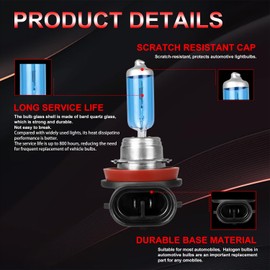 RXTSQI H11 High Beam+H11 Low Beam,fit for 2017-2021 Jeep Grand Cherokee,400% Brightness 5100K 6000LM Halogen Headlight Bulbs,1:1 Size Headlight Bulbs Combo,Waterproof,4PCS