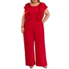 VERWIN Plus Size Ruffle Women's Jumpsuit Plain Full Length Romper