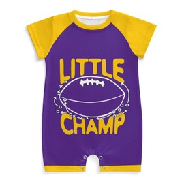 Usweethm Baby Football Clothes,Infant Clothes For Baby Boys/Girls,Football Baby Outfit,Gift For Baby Fans(Purple & Gold, 9-12M)