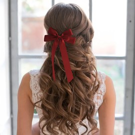 3 PCS Hair Bows, Wine Red Hair Bows for Women, Bow Hair Clips With Ponytail Clips, Ponytail Clip Suitable for Women, Girls, Children, and Teenagers