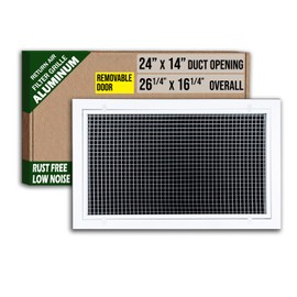 Fits 24x14 Duct Opening | Aluminum Eggcrate Return Air Filter Grille | Low Noise-High Air Flow, Rust Free Vent Cover for Sidewall&Ceiling | Rem. Door | White | Out. Dim: 26 1/4"W X 16 1/4"H