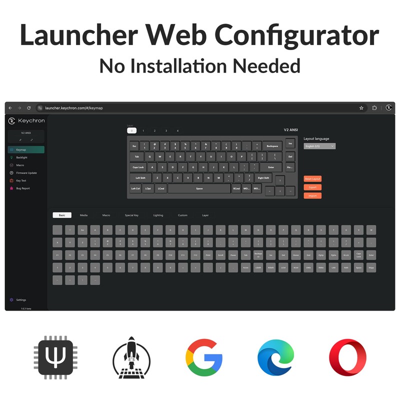 Keychron V2 Wired Custom Mechanical Keyboard, 65% Layout QMK/VIA Programmable