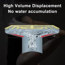 EXF Square Shower Drain 4 1/3 Inch Brushed Gold, Low Profile Stainless Steel Bathroom Floor Drain with Screw in Cover