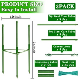 ZeeDix Tomato Cages for Garden 26 inches, Tomatoes Plant Stakes & Plant Support, Tomato Trellis for Pots Climbing Vegetables Flowers Plants (3 Pack - Extra Tall Upto 26 inches)