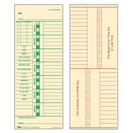 TOPS Time Cards, Bi-Weekly, 2-Sided, Numbered Days, 3-1/2" x 9", Manila, Green/Red Print, 500-Count (1275)