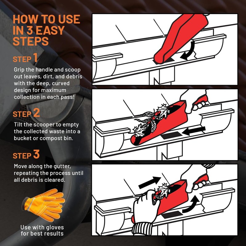 Gutter Scoop Cleaning Tools - Easy Removal of Leaves and