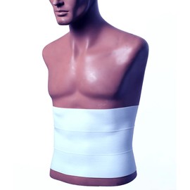 AT Surgical Abdominal Binder, 3 Panels, 9" Wide, White Waist Support Belt - Stomach Compression Wrap Belly Band for Men and Women (Large)