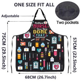 ENSIANTH Retired Nurse Gifts Apron for Nurse Retirement Gifts Kitchen Cooking Apron with Pockets Retirement Nurse Gift for Woman (retired nurse apron)