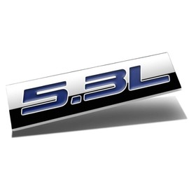 Auto Dynasty Chrome Finish Metal Emblem 5.3L Badge, (Blue Letter)