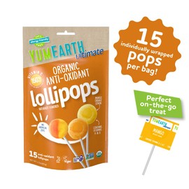 YumEarth Ultimate Organic Anti Oxidant Lollipops, 15 Count, Allergy Friendly, Gluten Free, Non-GMO, Vegan, No Artificial Flavors or Dyes