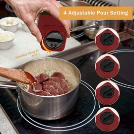 Red Salt and Pepper Shakers by Aelga, Salt Shaker with Adjustable Pour Holes, Glass Salt Pepper Shaker Set, Ideal for Black Pepper, Kosher and Sea Salt